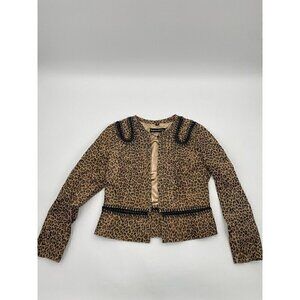 Pamela McCoy Studded Leopard Print Leather Vintage Jacket Women Size Small